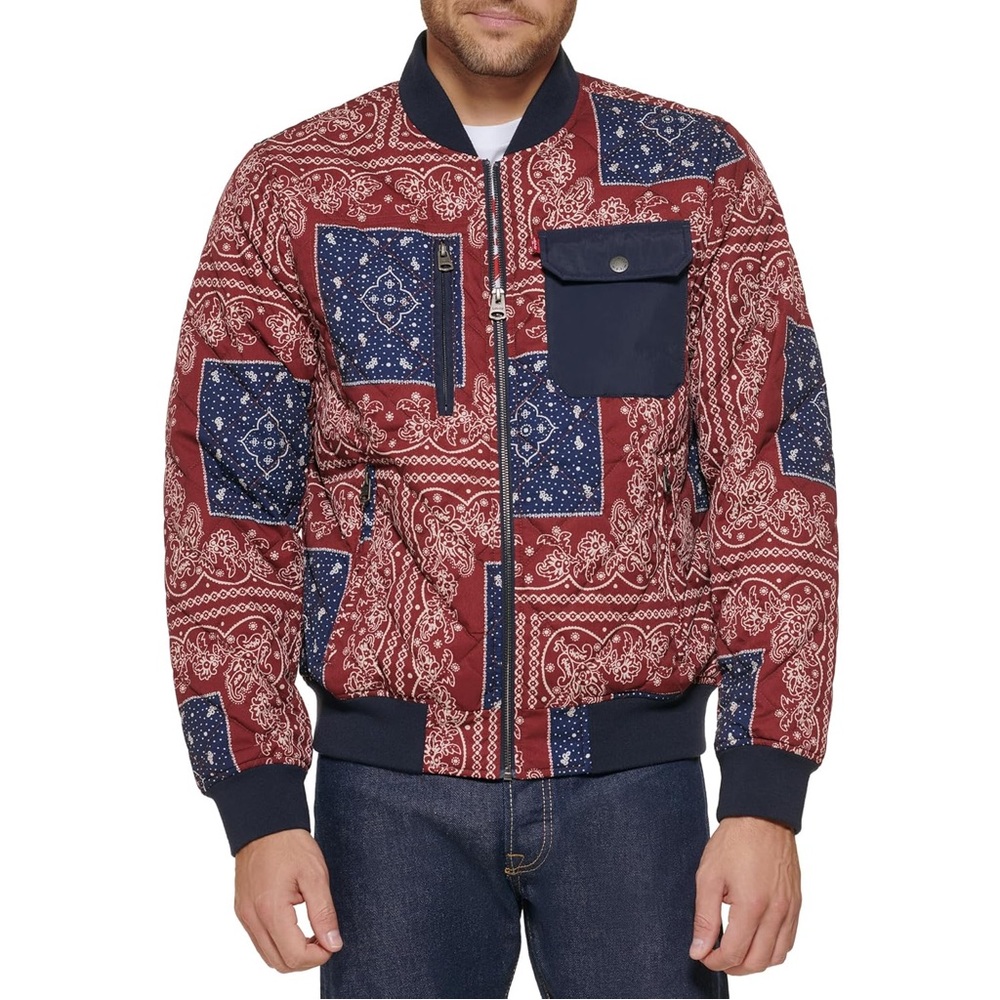 Levi’s Men's Red and Blue Bomber Jacket